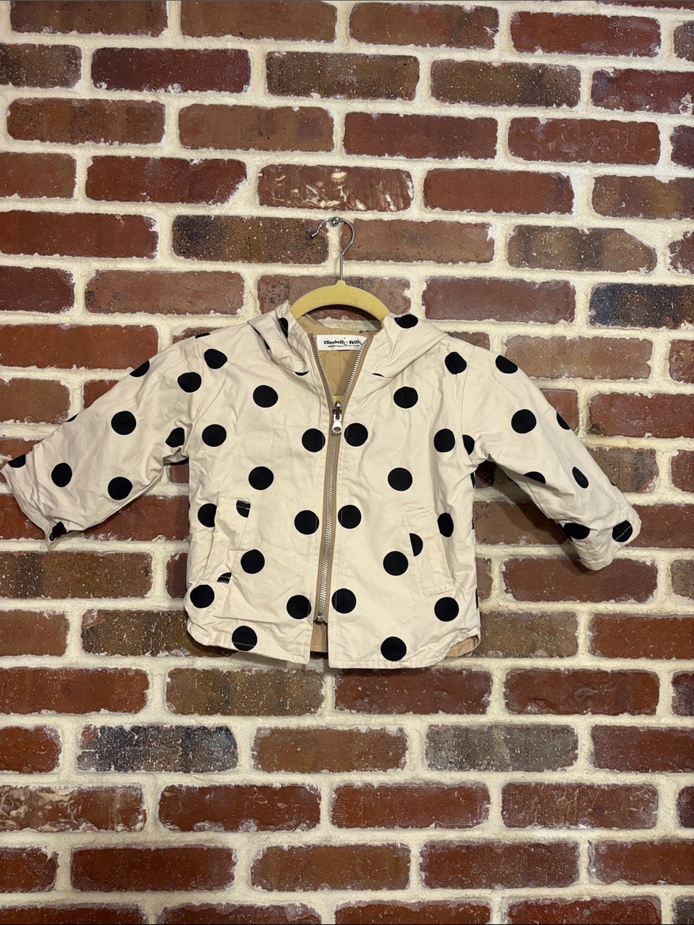 Elisabeth + Faith Kids Polka Dot Hooded Jacket Black Dots size 100, 3-T